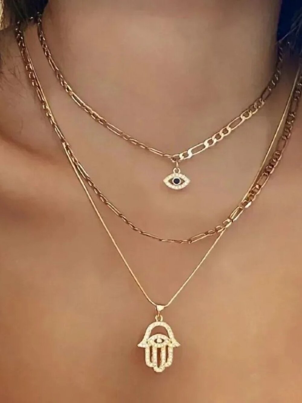 Gold Evil Eye Necklace Set R127